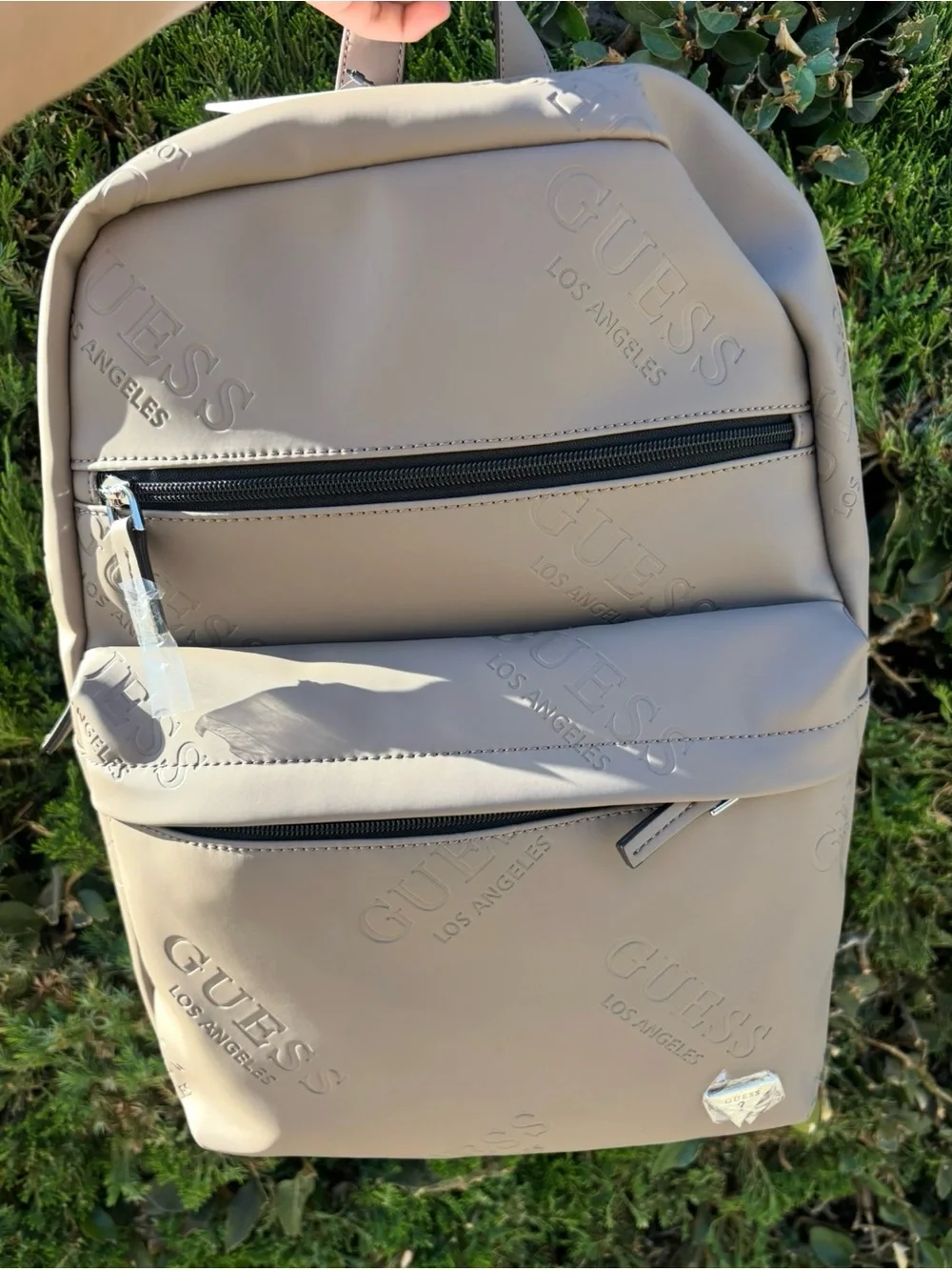 GUESS Cream Embossed Logo Men's Backpack